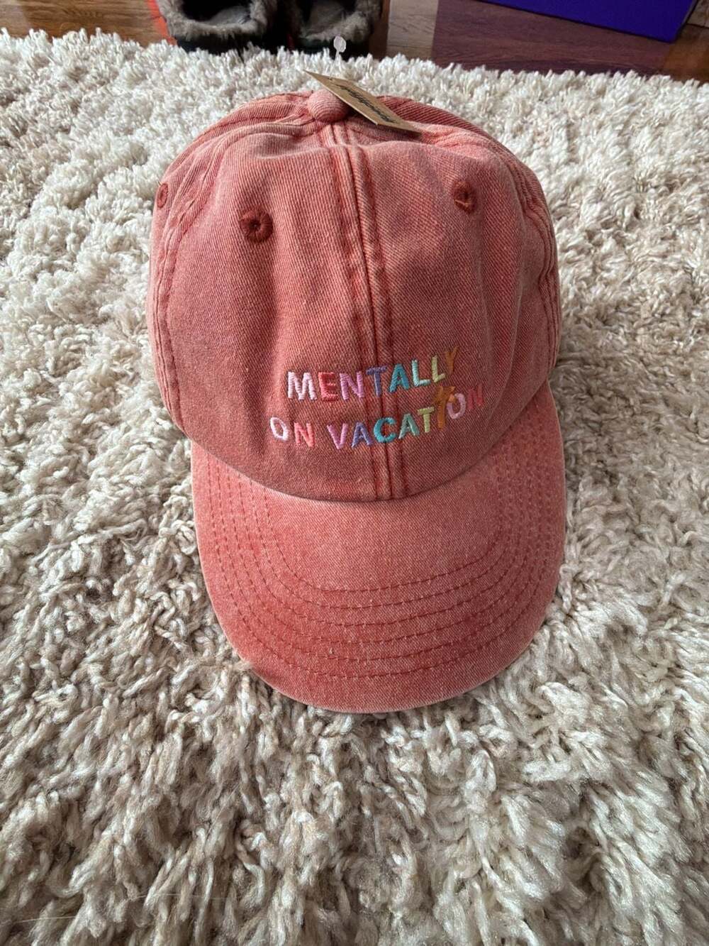 Beechfield Mentally On Vacation Embroidered Washed Cotton Baseball Cap